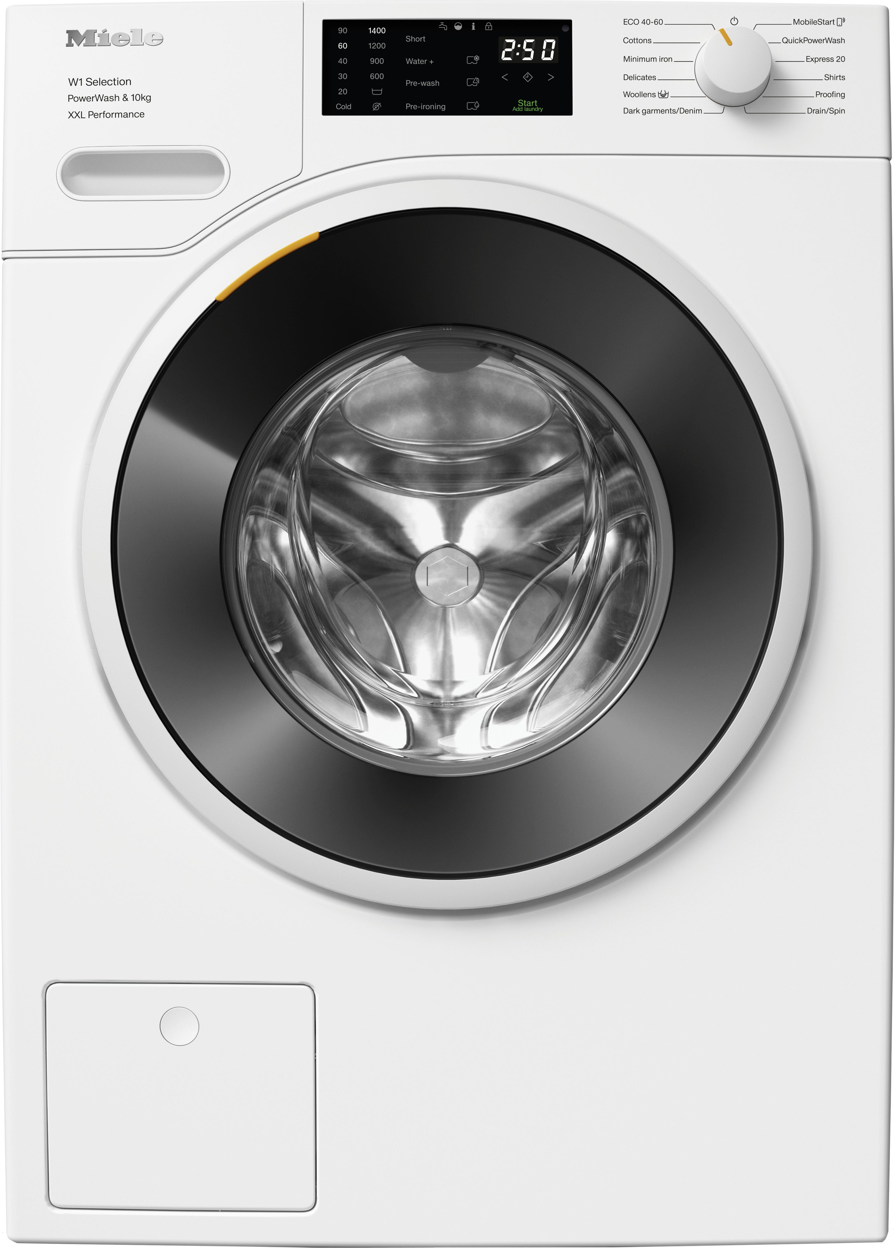 Miele W1 WSK363 WCS 10kg WiFi Connected Washing Machine with 1400 rpm - White - A Rated, White